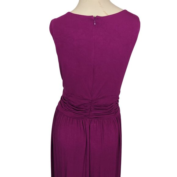 Soft Surroundings Sleeveless Magenta Maxi pullover Ruched Waist Dress size L - Picture 10 of 16